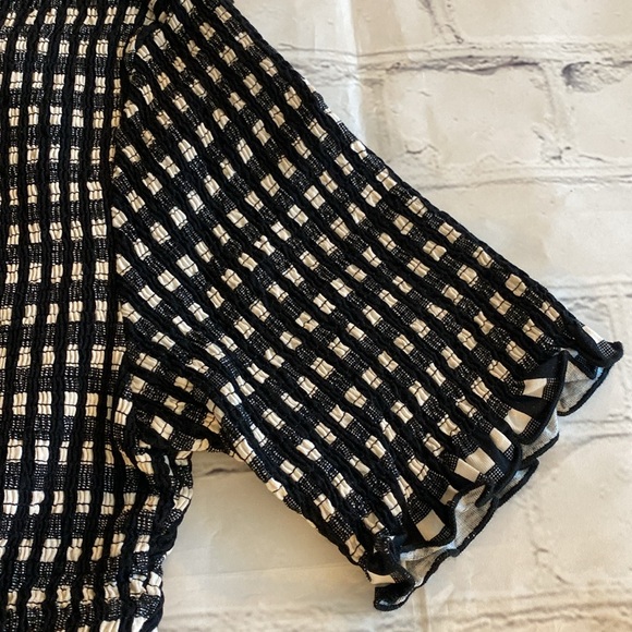 Scotch & Soda NWT Smocked Peplum Top Black & White Checkered - Picture 8 of 13